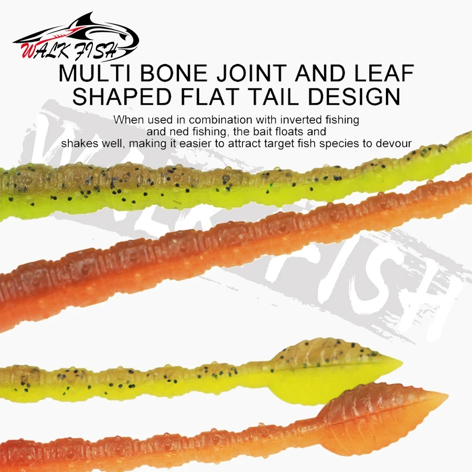 WALK FISH 10 Uds nuevo gusano plano flotante suave insectos cebos blandos 110mm 2,2g Artificial para lubina aparejos de pesca señuelo - imagen 4