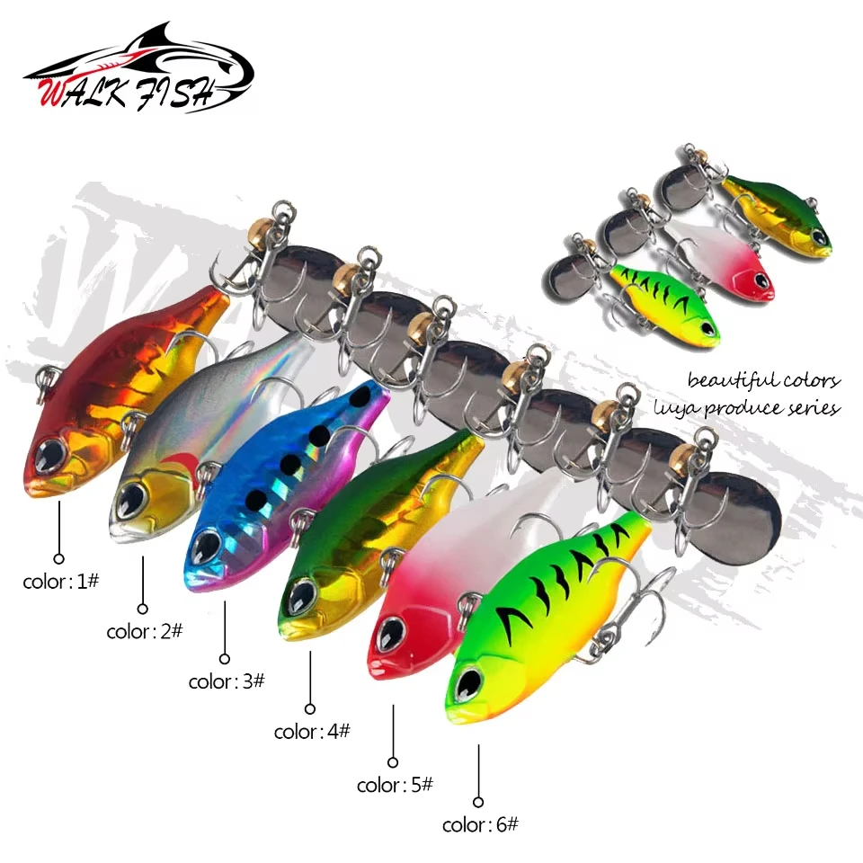 WALK FISH 1 Uds 48mm 8,5g VIB cebos vibratorios cuchara Señuelos de pesca ciclónico giratorio lentejuelas agua dulce pesca en mar Spinner de Metal - imagen 2