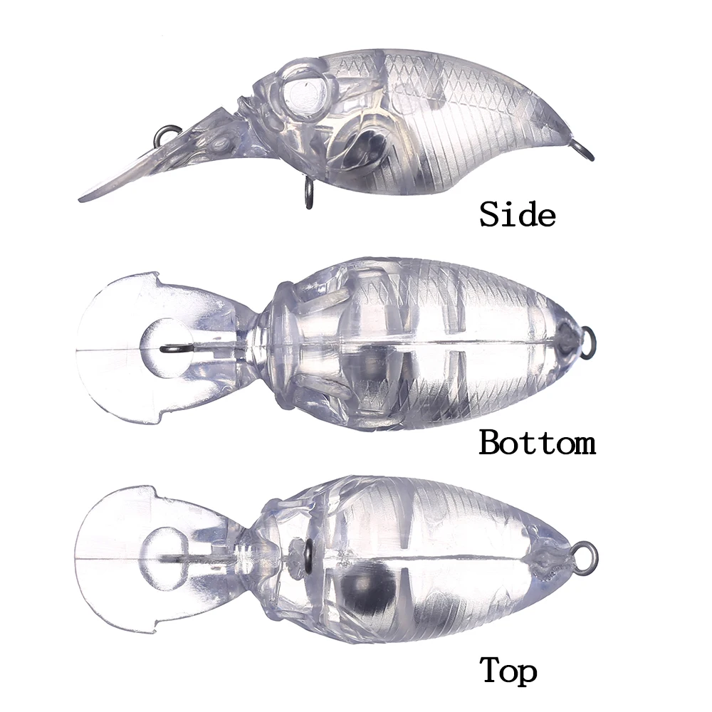 Chan'sHuang-Cebo en blanco 20 piezas sin pintar, 60mm, 5g, sonajero flotante, buzo poco profundo, Crankbait, señuelo de pesca Artificial artesanal - imagen 3