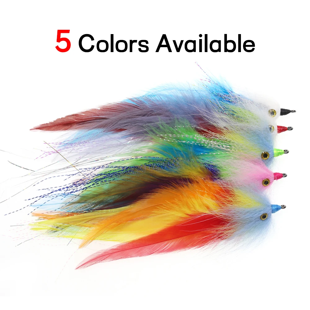 Elllv 2 piezas coloridas # 2/0 Streamer de agua salada mosca gran tubo de juego moscas Steelhead salmón lubina pesca señuelo Artificial cebo - imagen 5