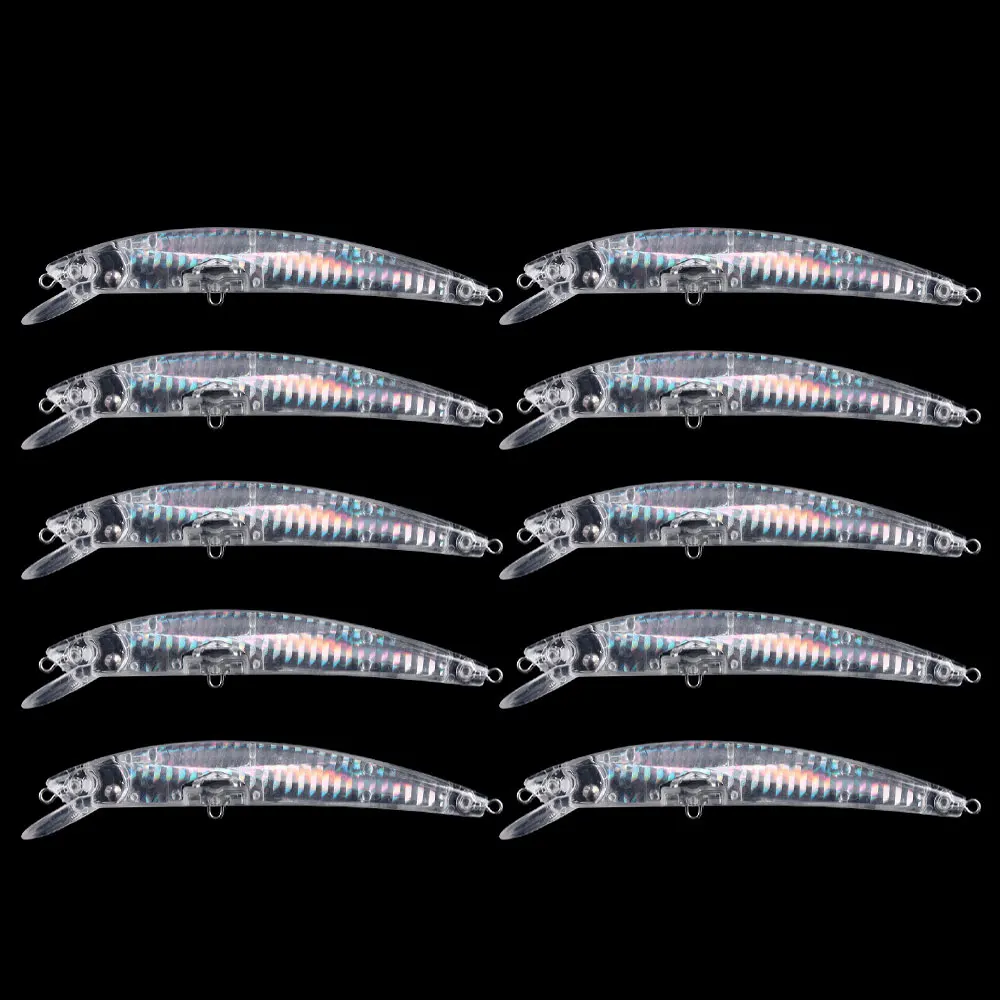Cebos articulados en blanco nude, cebo crankbait Minnow, cuerpo de señuelo sin pintar, 10 piezas, 12cm, 12g