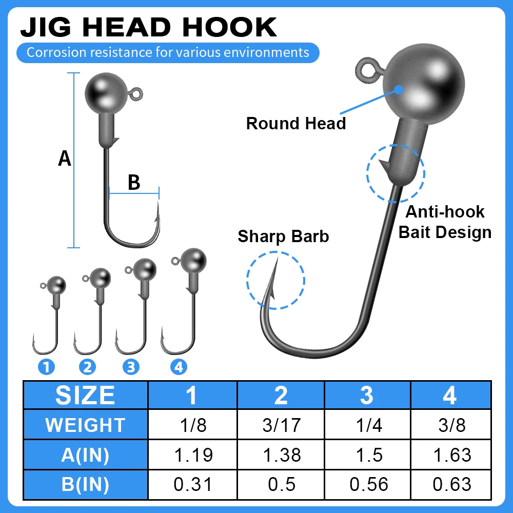 Anzuelos Jig Head con púas para lubina y trucha – Vástago largo - imagen 4