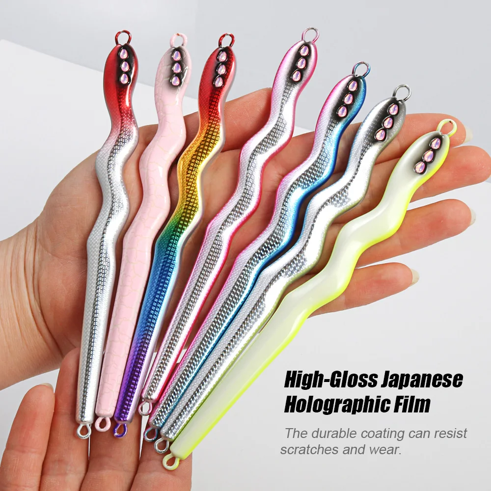 JIGGING PRO 40g 60g 80g 100g 3 ojos serpiente plantilla de Metal cebo de pesca de agua salada Shore Jigging señuelo atún Kingfish Amberjack Spigola - imagen 5