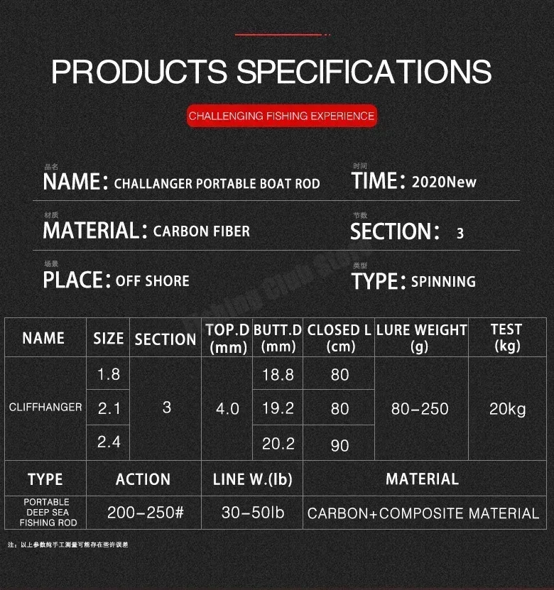 Caña de pescar de 1,8 m, 2,1 m, 2,4 m, 30-50Lb, 3 secciones, caña giratoria para Baitcasting, prueba de 20kg, caña de viaje de fundición de señuelo de peso pesado - imagen 4