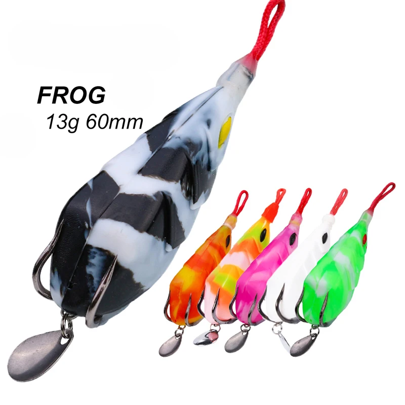 Topwater-SEÑUELOS DE GOMA de rana blanda, cebos de manivela, cabeza de serpiente, lubina, carpa, Lucio, cebo de pesca, rana de rayos blandos artificiales, SharpHooks - imagen 2