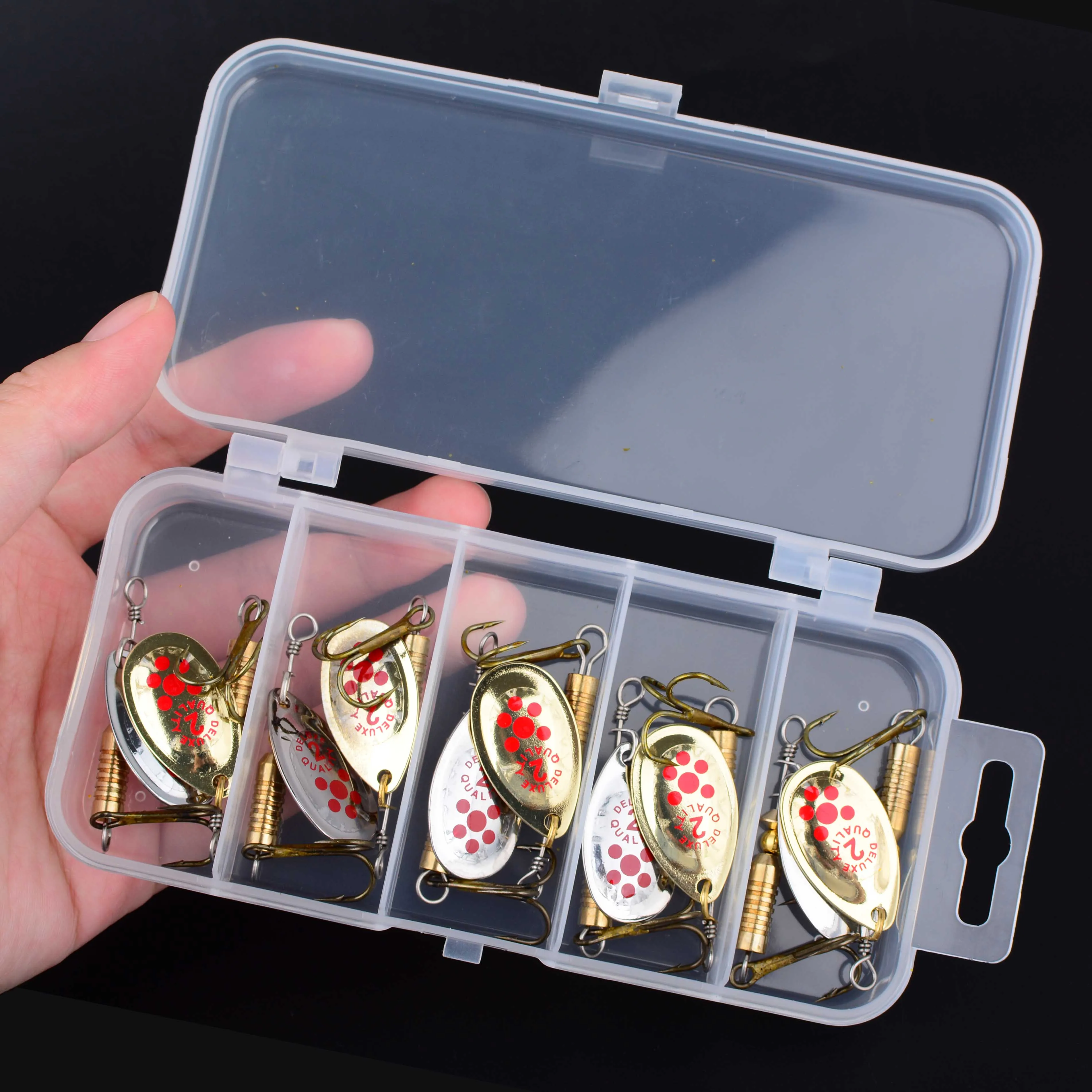 10 unids/caja Spinner Señuelos de Pesca Wobblers CrankBaits Jig oro y plata Metal lentejuelas trucha cuchara Pesca de carpa Pesca - imagen 3