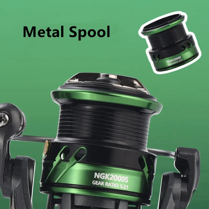 Carrete de pesca de carpa Mavllos Basic con potencia de arrastre, relación de 8kg, carrete de aluminio 5,2: 1, carrete poco profundo, carrete giratorio de lubina de agua salada - imagen 4