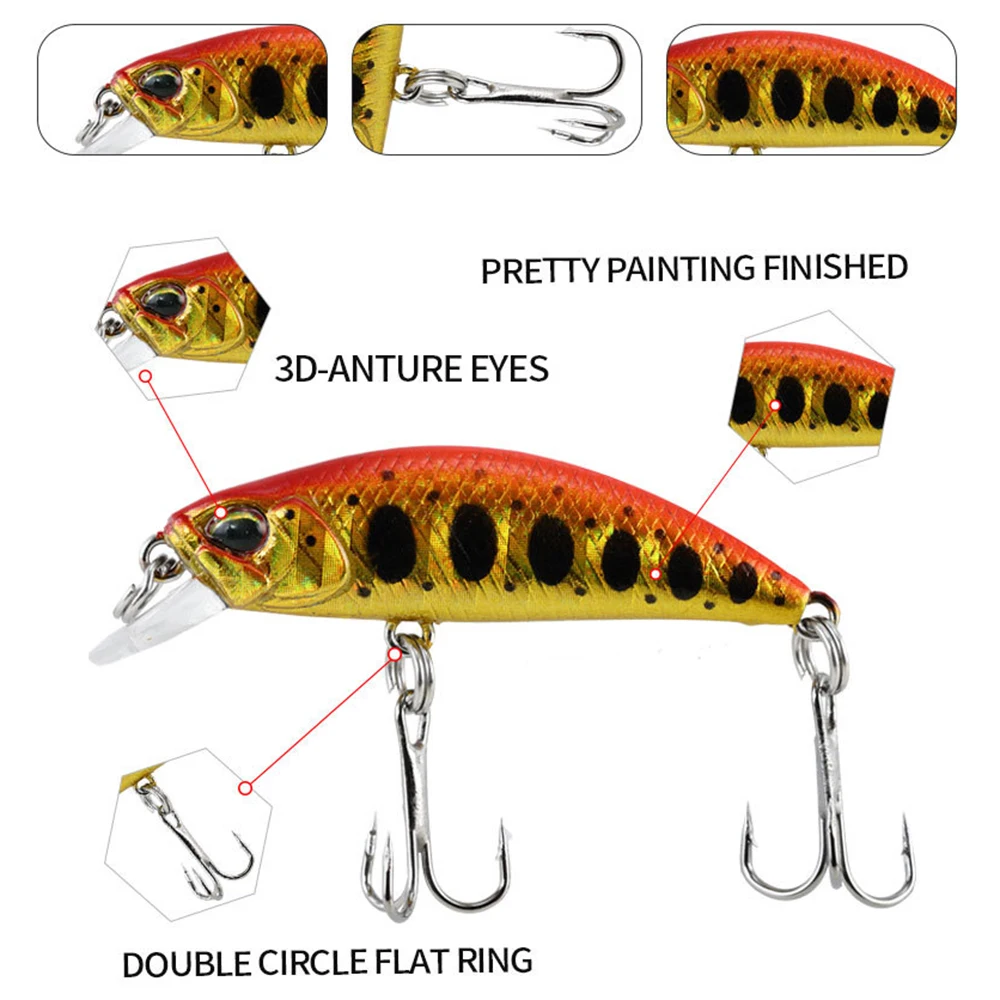 Señuelo de pesca de 3,8 cm y 3,2g, Micro pececillo japonés Wobbler, Mini cebo duro Artificial que se hunde, Jerkbait, cebo pequeño para trucha y lubina - imagen 5