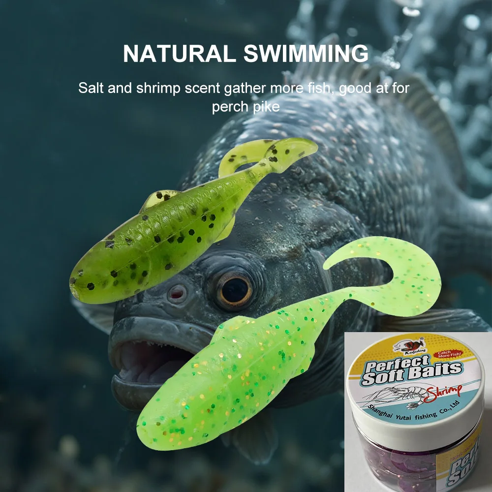 KESFISHING-señuelo pequeño para larva, escarcha sexy de 45mm, 20 piezas, cebo de silicona para perca, Lucio, pesca - imagen 3