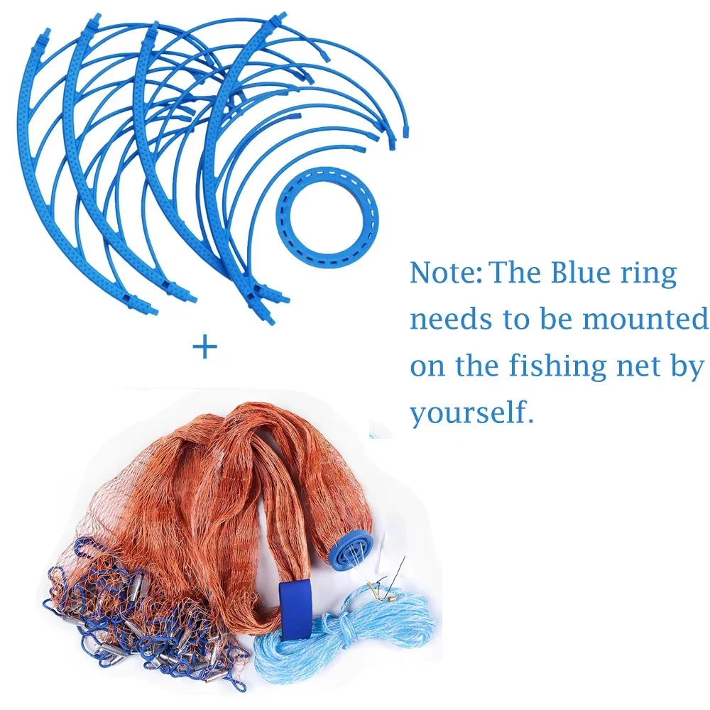 Lawaia Red de fundición al aire libre con colgante de acero, línea trenzada de nailon, red de pesca con anillo azul de plástico grande - imagen 2