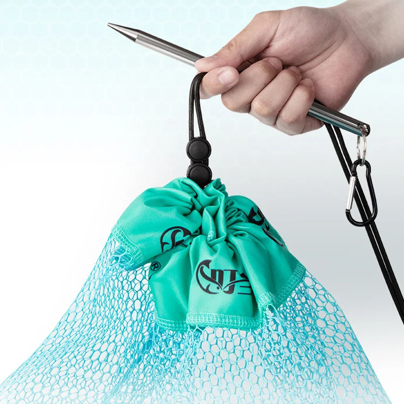 Cesta de pesca plegable portátil de secado rápido, red Fyke, aparejos de pesca al aire libre, bolsa de almacenamiento de peces vivos, 209G - imagen 2