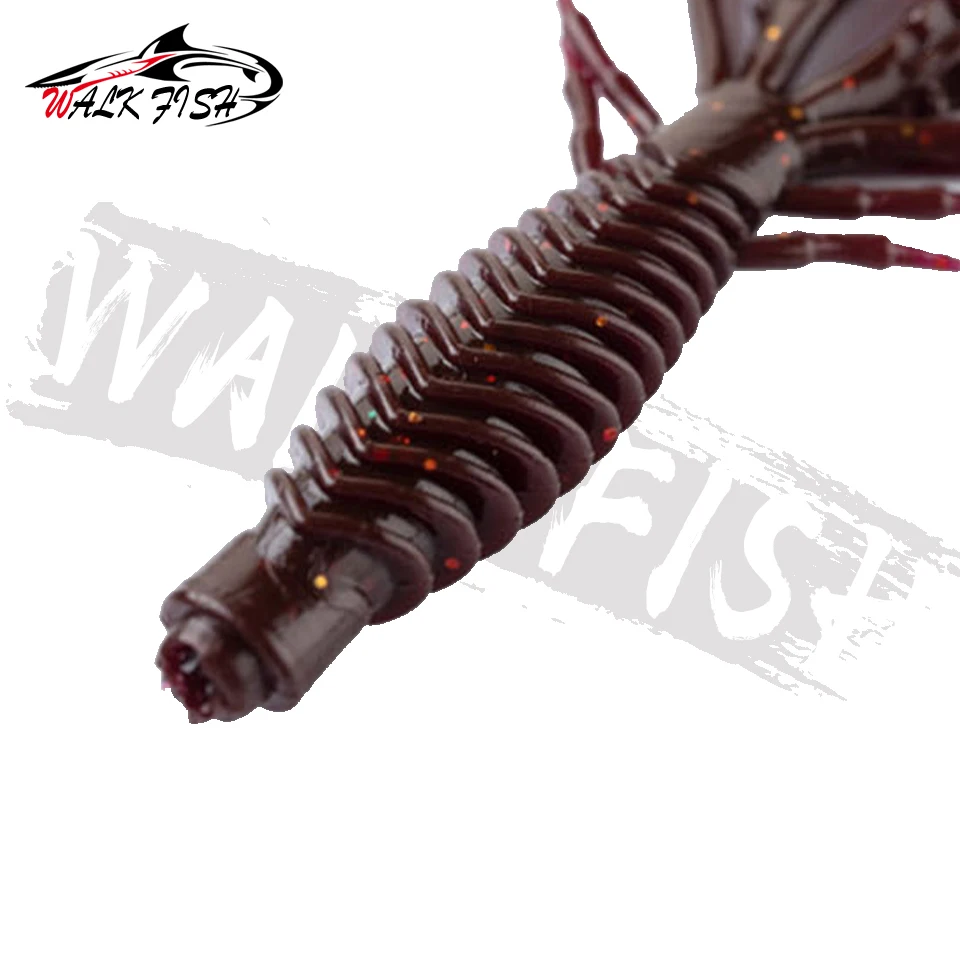 WALK FISH-cebos artificiales de plástico suave Isca, cebos de Pesca de 65mm y 2g, señuelo flotante de Camarón, aparejos de Pesca para lubina, 10 Uds. - imagen 5