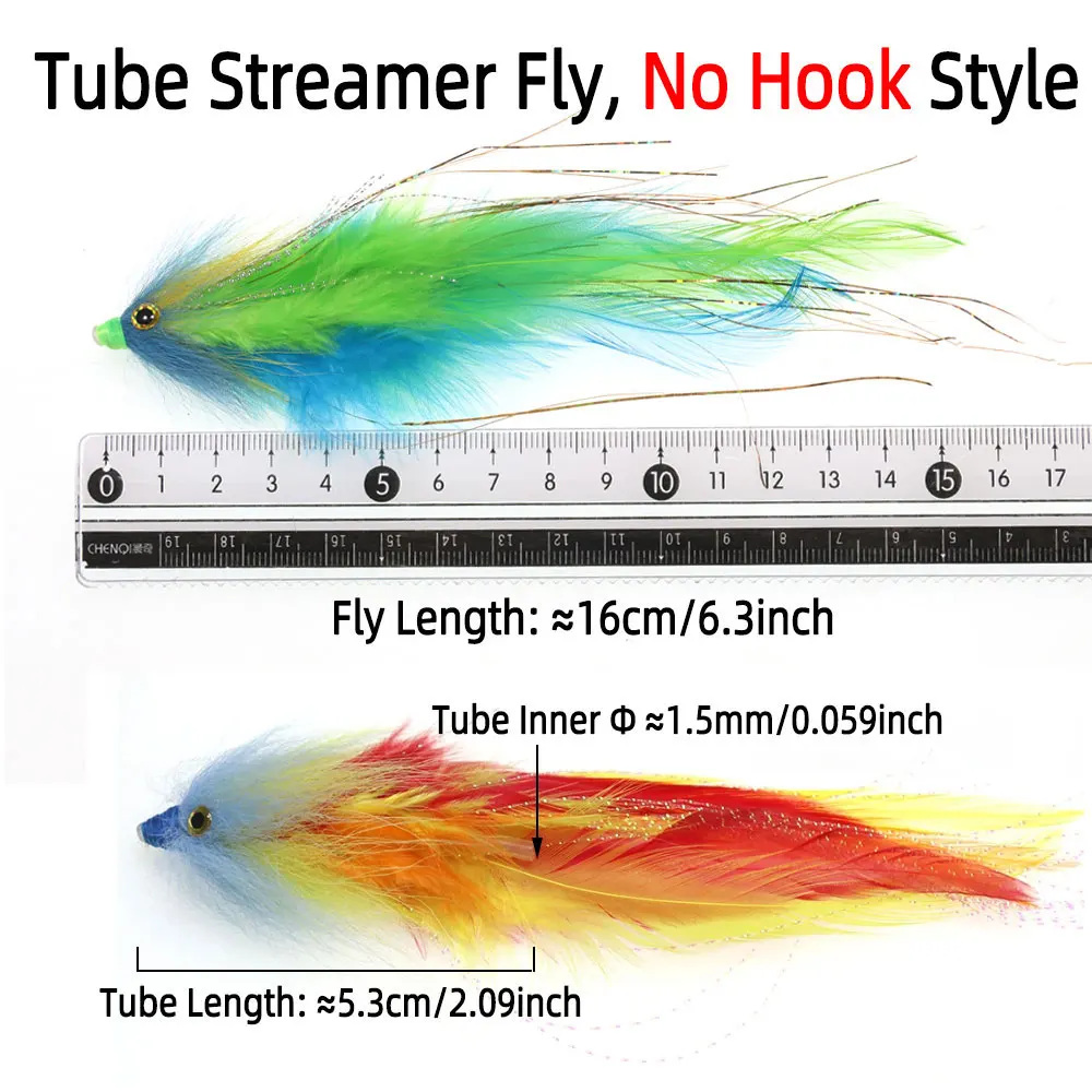 Bimoo, 1 unidad, tubo de cabeza cónica sin anzuelo, serpentina de peces grandes, BaitfishStreamer, trucha con mosca, Steelhead, salmón, Lucio, Señuelos de pesca con mosca de agua salada - imagen 3