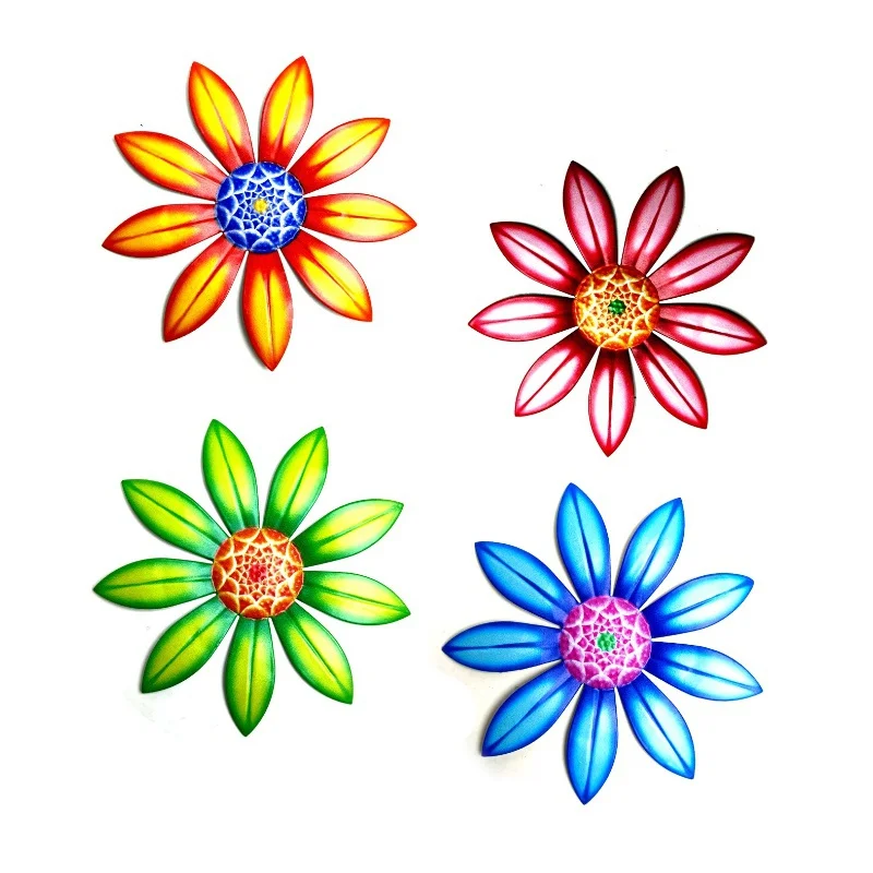 1/2/4 Uds. Decoración de pared de flores de Metal, arte de pared, decoración colgante para el hogar, jardín, decoración al aire libre (4 colores opcionales) - imagen 2