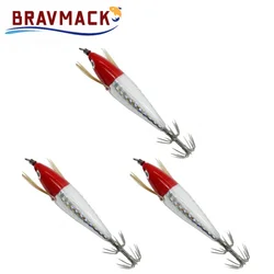 BRAVMACK-cebo de pesca luminoso con láser, anzuelo flotante de madera Horizontal para camarones, Egi, calamar, Jigging, camarones, pulpo, sepia