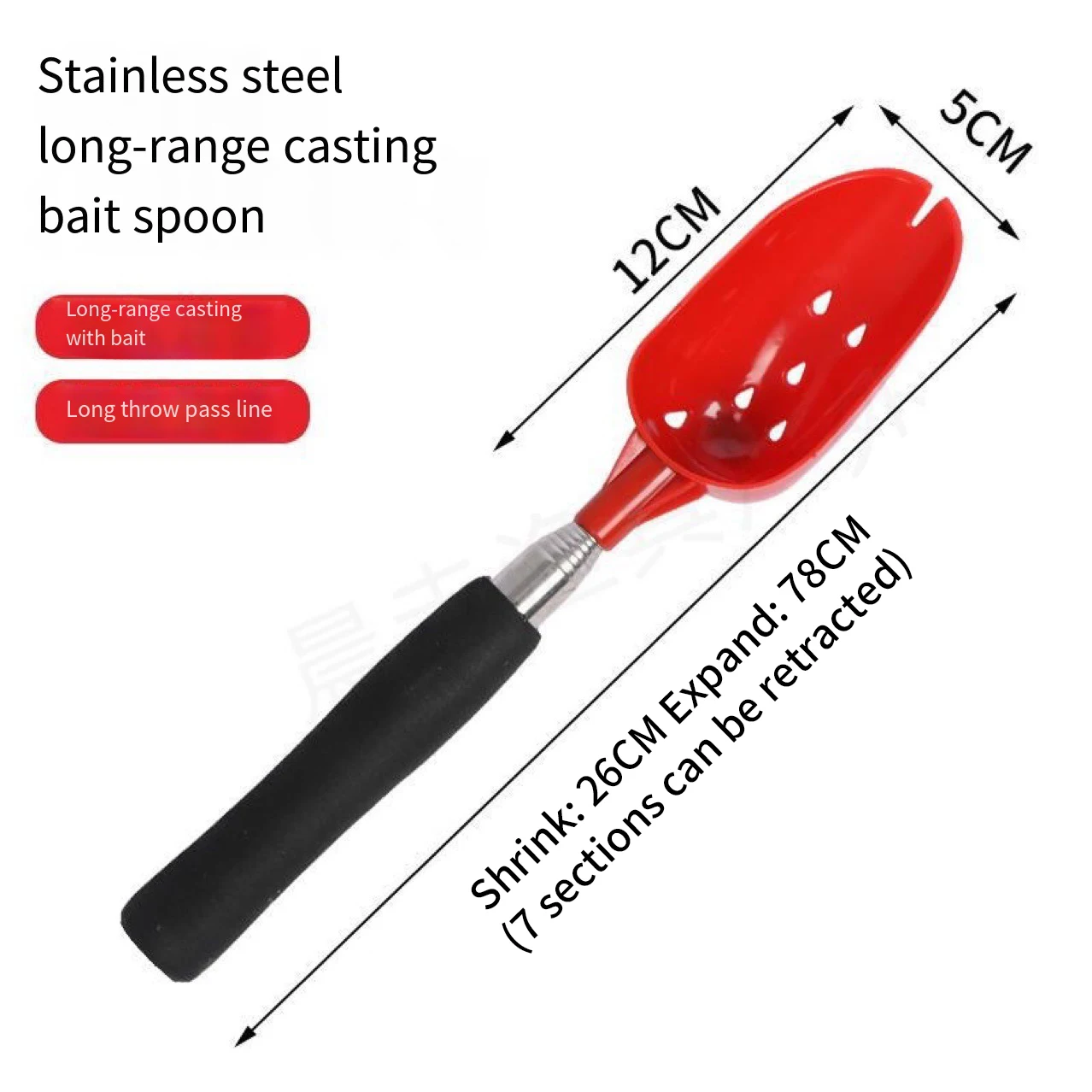 Cucharas para lanzar cebo, cuchara retráctil para baitcasting, mango largo ligero, accesorio antideslizante para aparejos de pesca - imagen 4