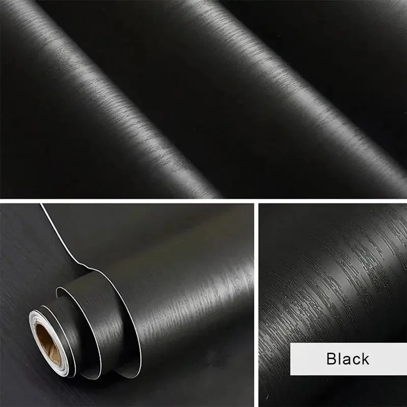 Papel tapiz autoadhesivo blanco y negro de grano de madera de PVC, pegatina de pared impermeable para renovación de puertas de muebles de dormitorio y cocina - imagen 4