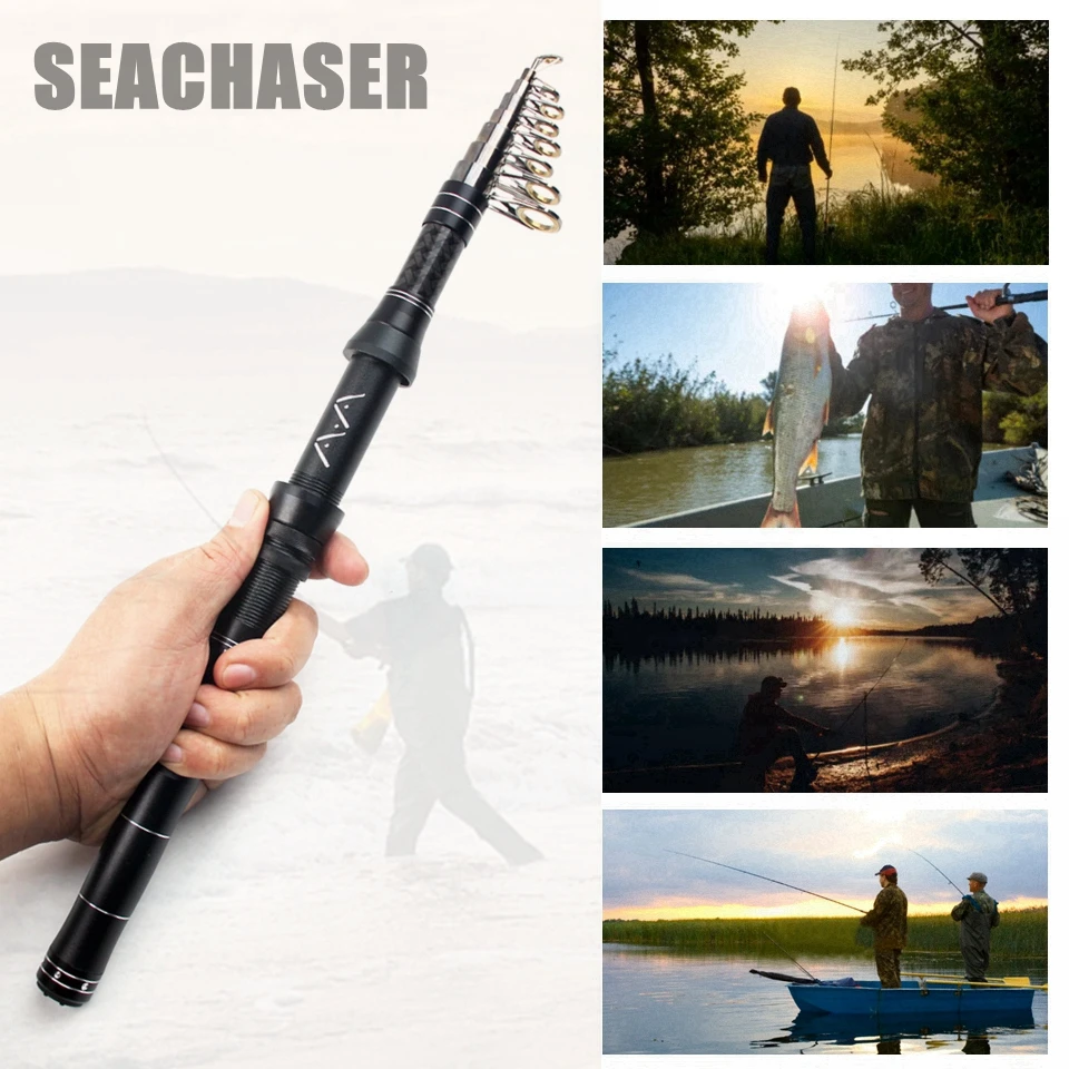 1.8M2.1M2.4M2.7M3.0M caña de pescar portátil de carbono telescópica rápida barco de mar caña de pescar de roca para Pesca en agua dulce y salada - imagen 5