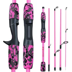 Cañas de pescar Sougayilang de 5 secciones, caña de pescar de fibra de carbono ultraligera de 1,7 m para viajes, Pesca de agua dulce