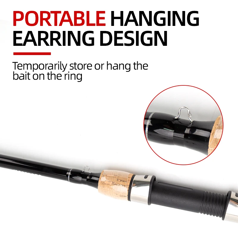 Caña de pescar con señuelo potente ultraligera de 1,8 m y 2,1 m, 1 pieza, 3 secciones, caña de pescar giratoria, equipada con juego de sedal - imagen 2