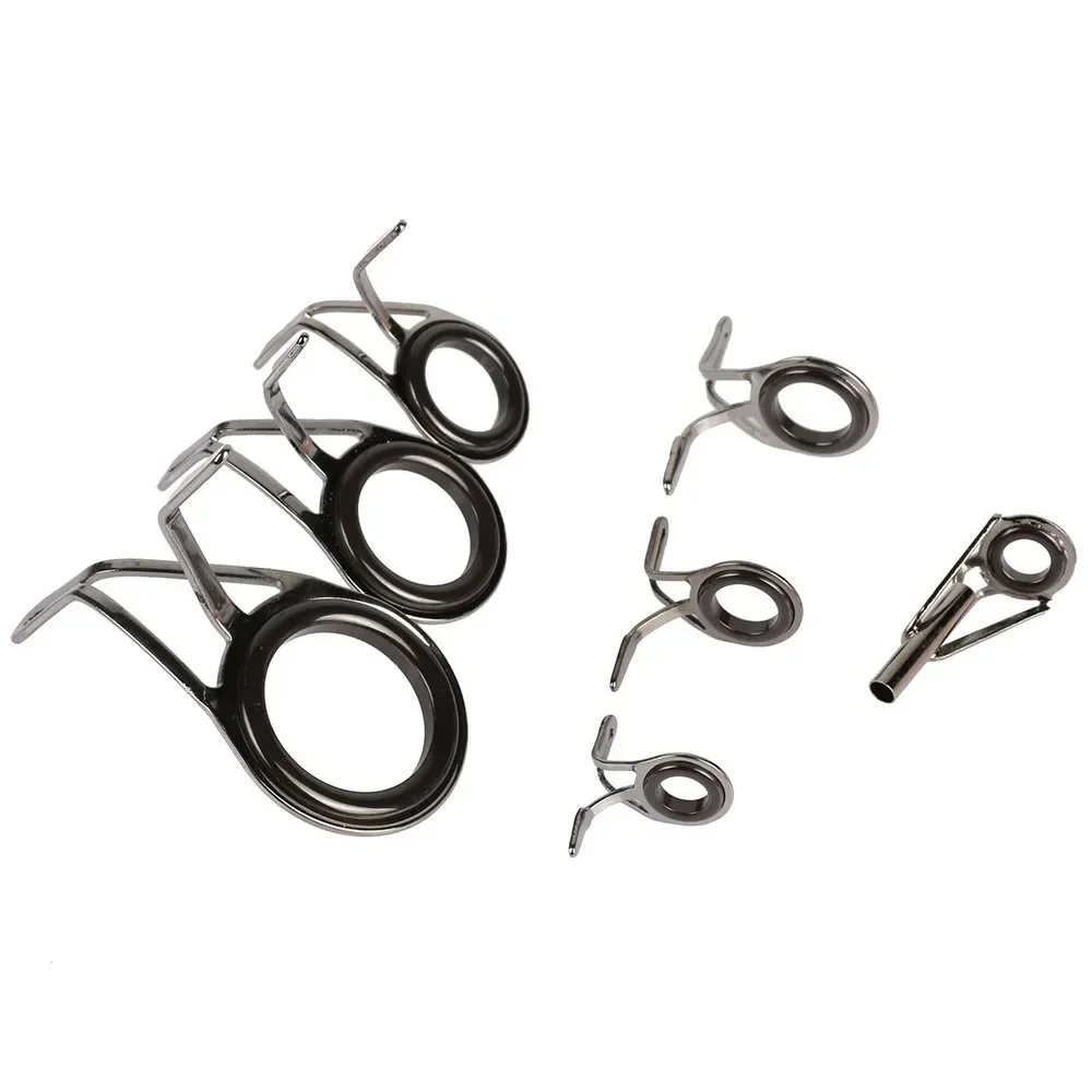 7 unids/set aparejos de pesca Kit de reparación de acero inoxidable conjunto de caña de pescar guía anillo punta caña de pescar círculo anillo guía de ojo bucle de alambre - imagen 3
