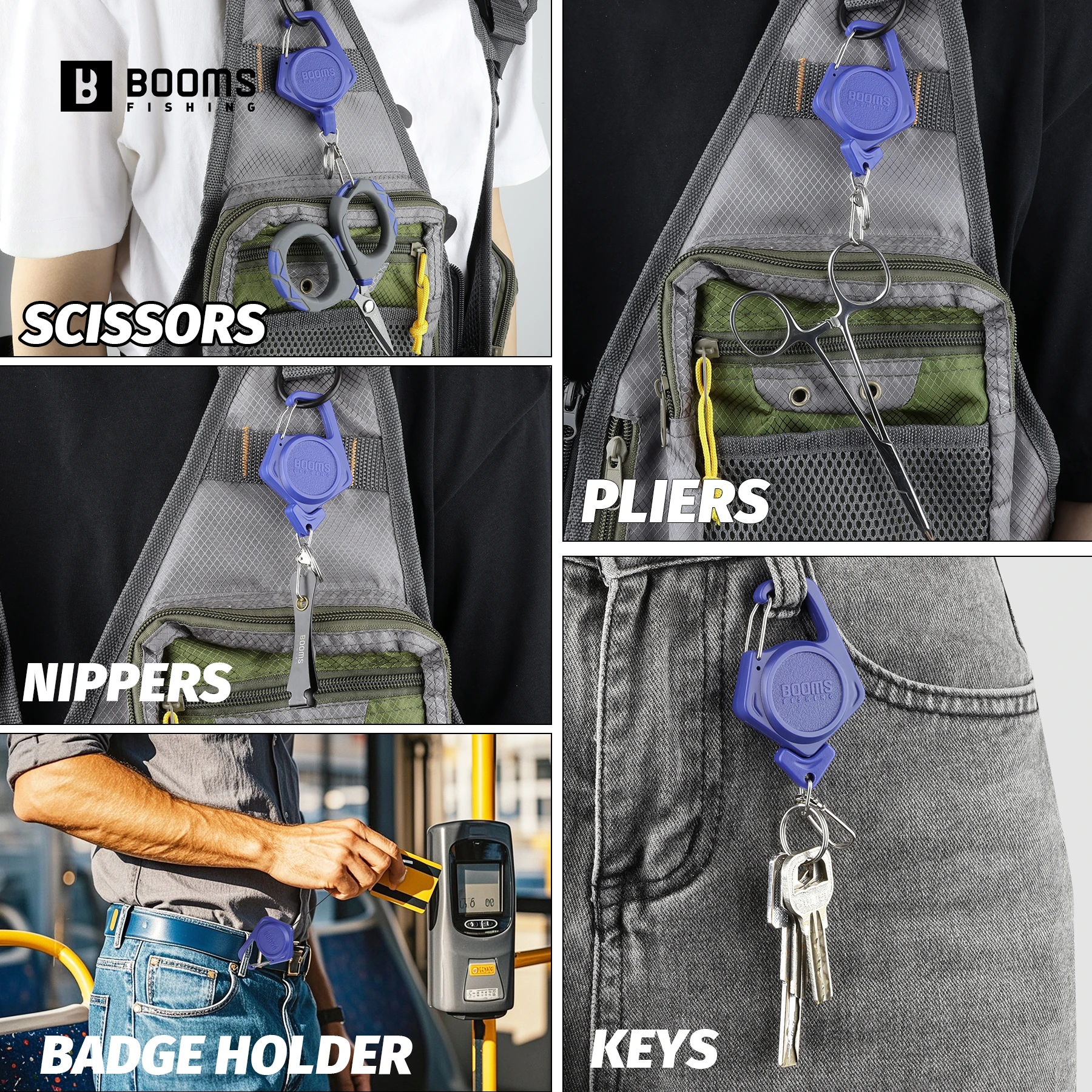 Booms Fishing XW80 2 uds llavero retráctil antioxidante soporte de insignia de pesca de resorte pesca con mosca Zinger Retractor accesorios de equipo - imagen 4