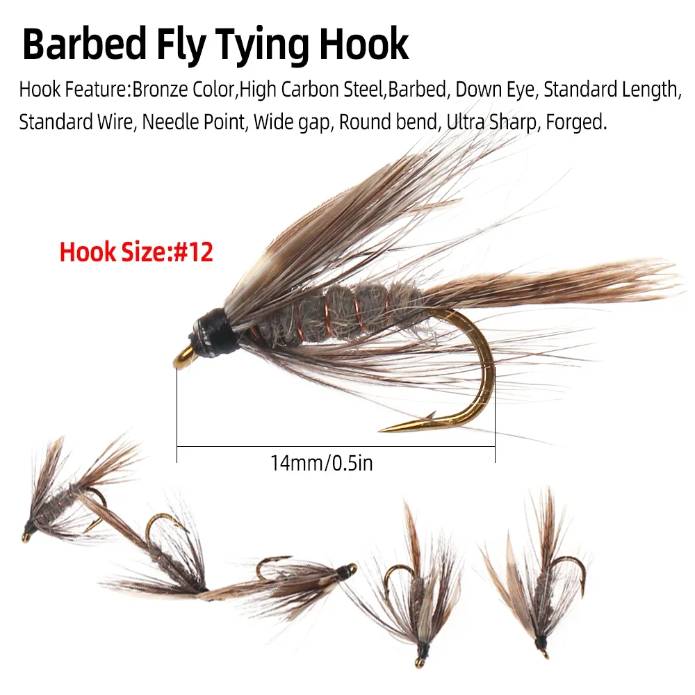Wifreo-señuelo de pesca de liebre, 5 piezas/10 piezas, March, mosca húmeda marrón, ninfas, moscas de pesca con mosca, trucha, lubina, #12 - imagen 4
