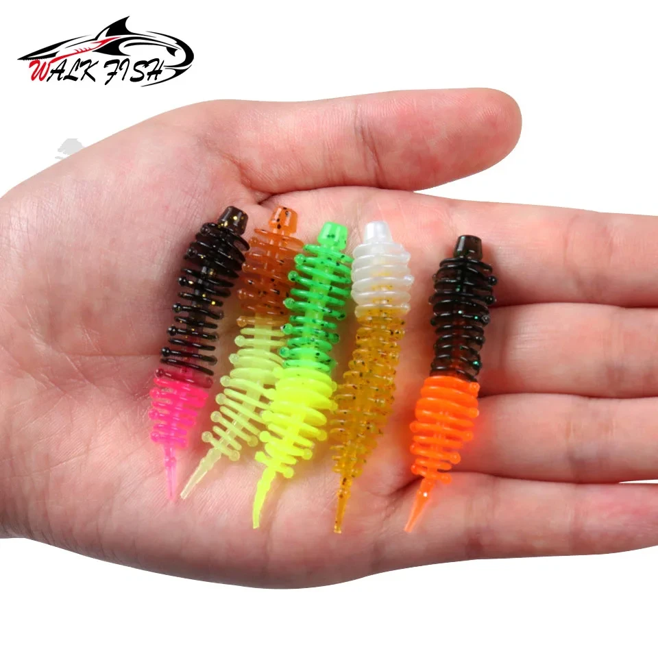 WALK FISH-señuelo de pesca suave, 50mm, 1,27g, cebos de silicona para perca, Wobblers, Swimbait, señuelo de trucha Artificial, 12 unidades - imagen 4