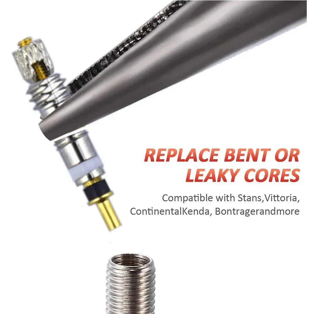 Vástago de núcleo de válvula de bicicleta plateada, núcleo de válvula de neumático estilo Presta para bicicleta de carretera sin cámara, MTB, FV, 4/10 Uds. - imagen 3
