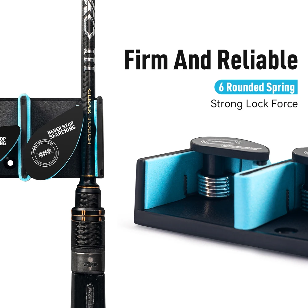 Kingdom-estante de almacenamiento para cañas de pescar con 6 agujeros, soporte para caña de pescar montado en la pared, marco fijo de pantalla Vertical Simple - imagen 4