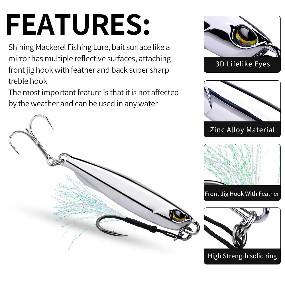 Jig metálico para caballa y pesca de fondo, acción rápida