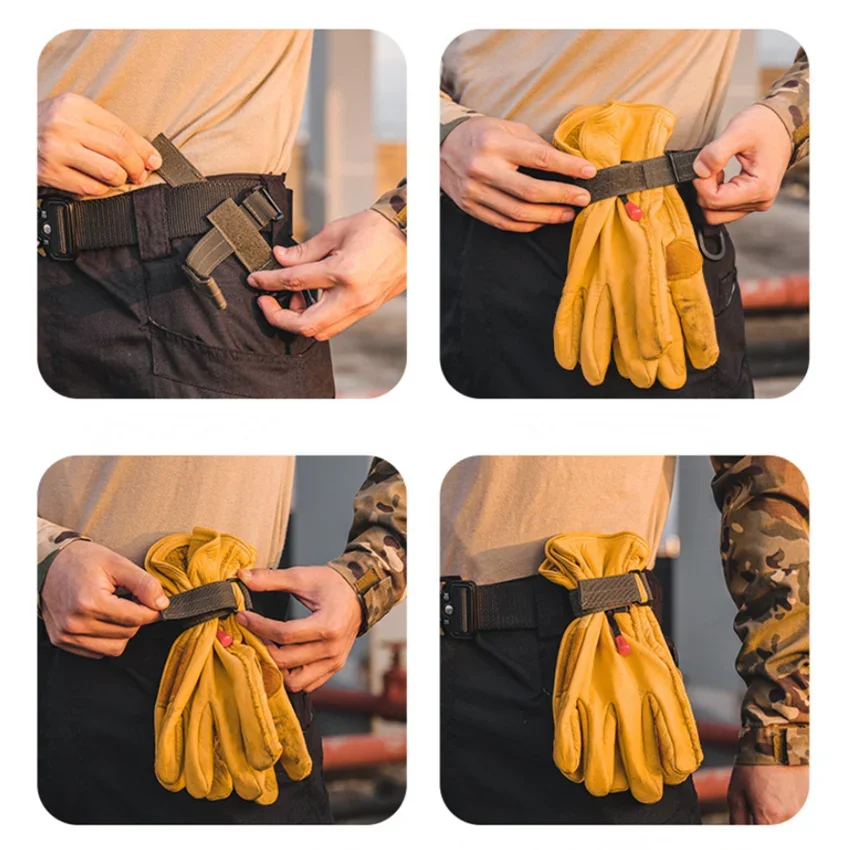 Guantes de nailon multiusos con gancho para trabajo, guantes de caza al aire libre, Clip de seguridad, cuerda de escalada táctica, hebilla colgante antipérdida para acampar - imagen 5