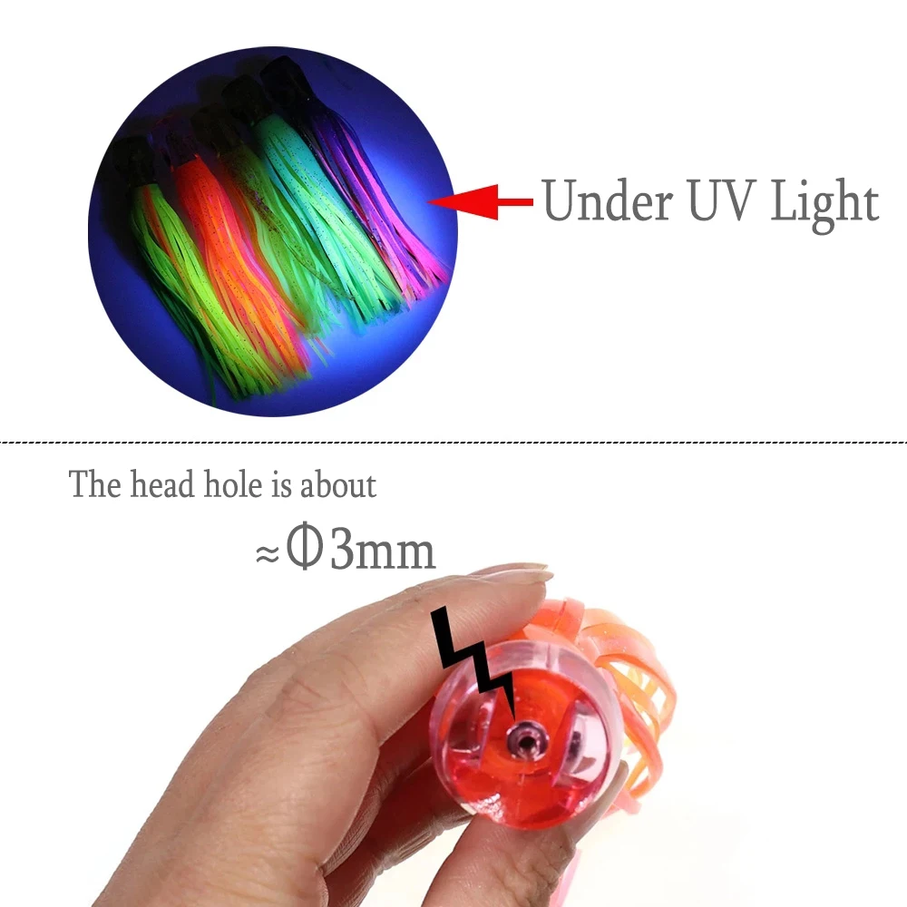 ICERIO-señuelo de arrastre de mar profundo, cabeza de resina de hundimiento rápido, falda de silicona de calamar de pulpo para atún Wahoo, 6,5 pulgadas/49g - imagen 3