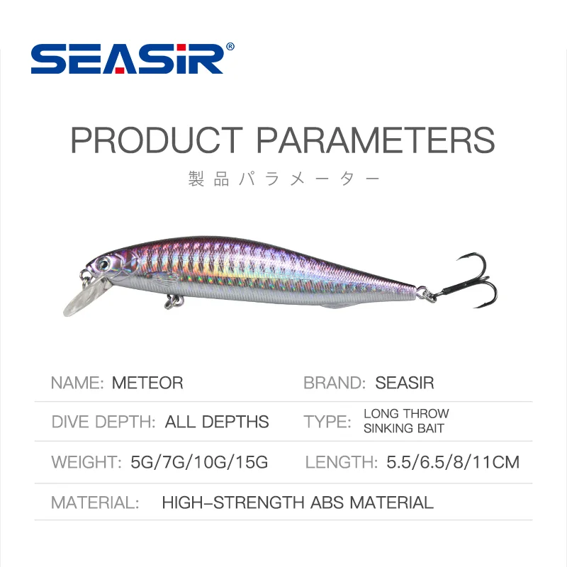 Seasir Señuelo Minnow hundimiento lento – Wobbler artificial pesca - imagen 2