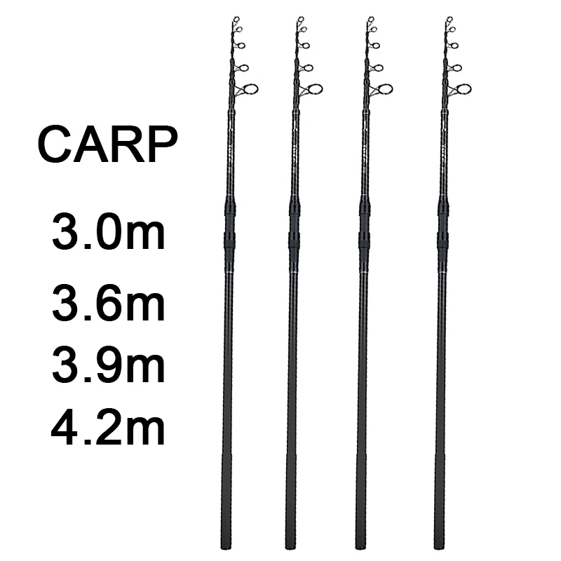 Caña telescópica de spinning carbono 40T lance distancia 3-4.2m