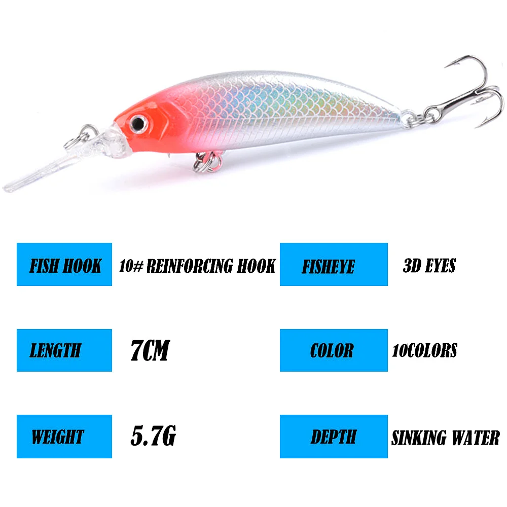 NUNATAK CRANKBAIT A-5CM/5G B-7CM/5,7G ojos 3D cebos de pescado pequeños lengua larga cebo duro Minnow señuelo de superficie señuelo de lubina señuelo hundido - imagen 2