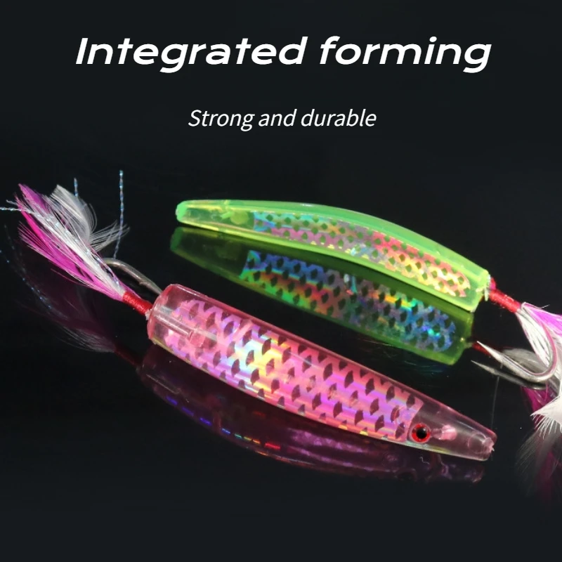 Señuelo de 6 piezas para pesca en el mar, cebo giratorio con plumas y lentejuelas, placa de hierro, cuerno de arco, gancho único, curricán, caballa, artefacto especial - imagen 5