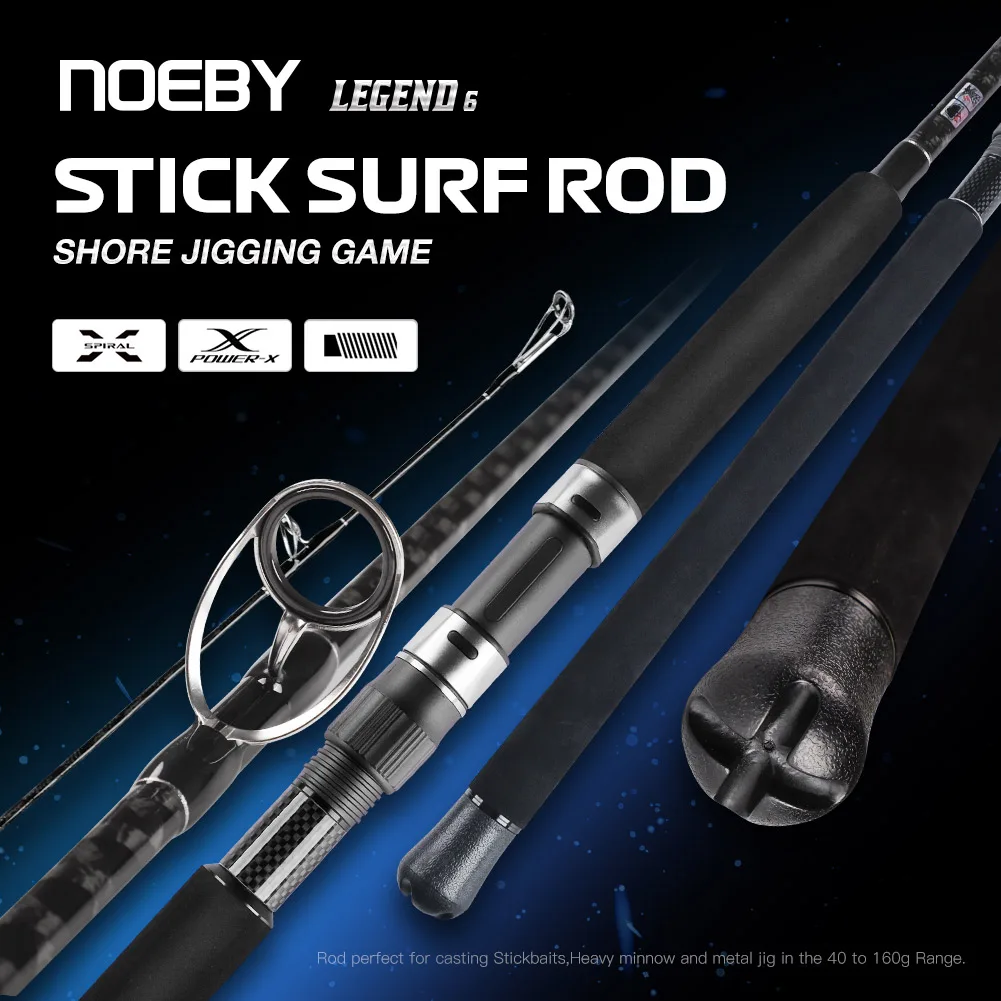 NOEBY 2,6 m 2,75 m 3,05 m Stickbait Surf caña giratoria 2 secciones H XH señuelo eléctrico 40-160g Shore Jigging para pesca en mar de agua salada Ro - imagen 2
