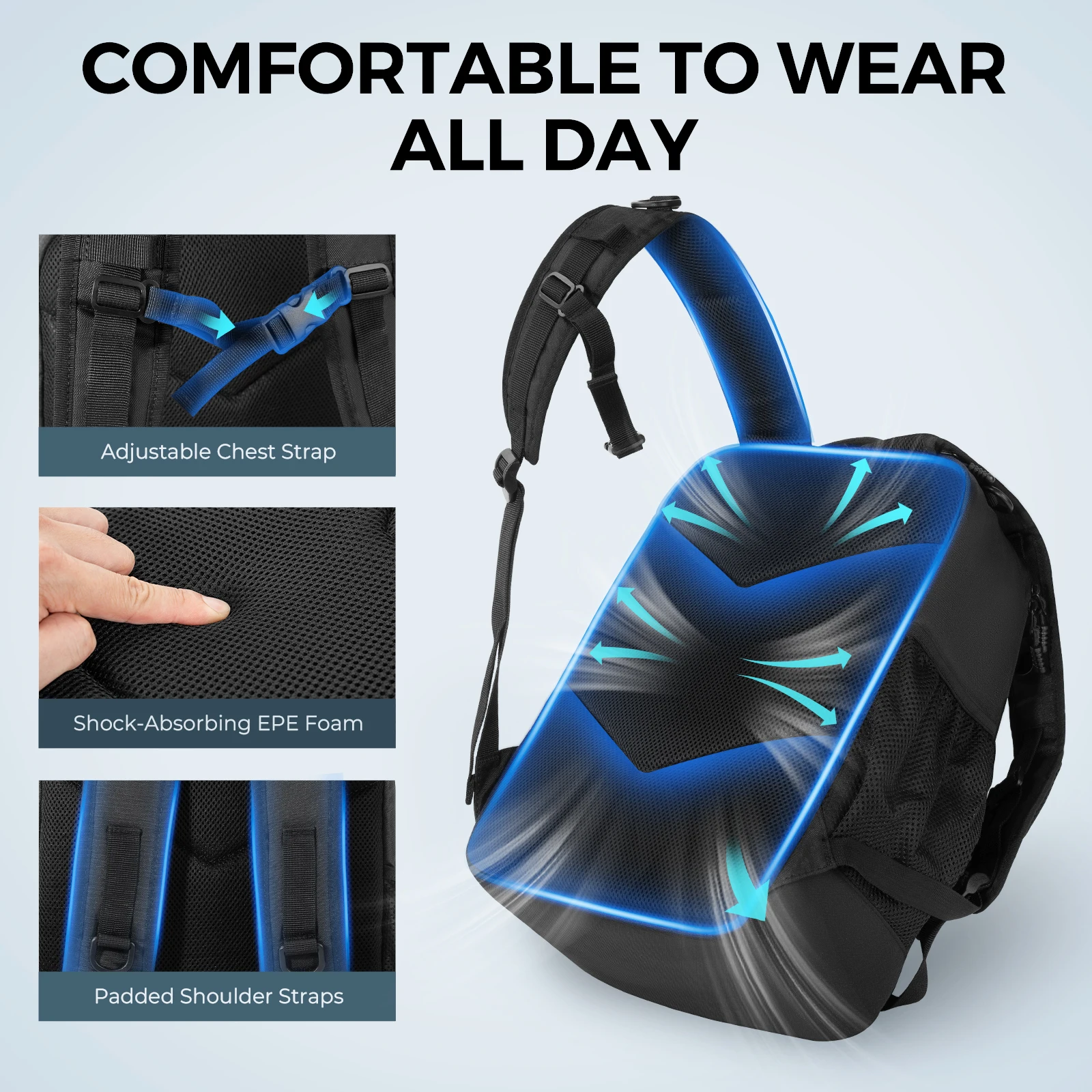 Mochila para aparejos de pesca KastKing KarryAll KastMate, bolsa para aparejos resistente al agua con 2 soportes para caña, equipo y equipo de pesca con - imagen 5