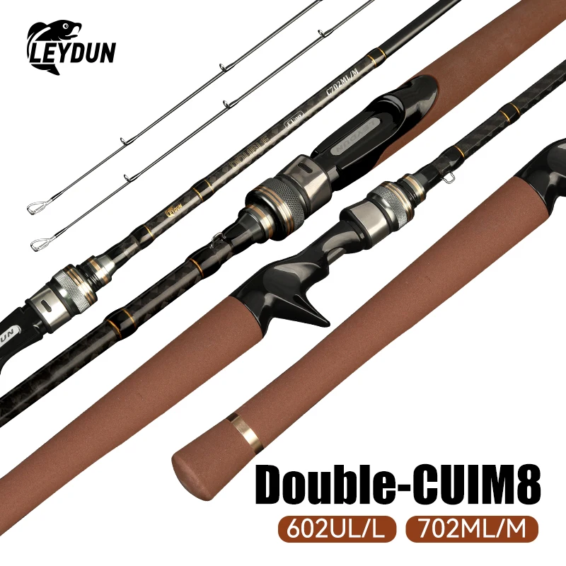 LEYDUN-cañas de pescar ultraligeras, 1,8 m, 2,1 m, 2 puntas superiores, varilla giratoria de acción rápida, UL, L, M, ML, alimentador de viaje de fundición de carbono