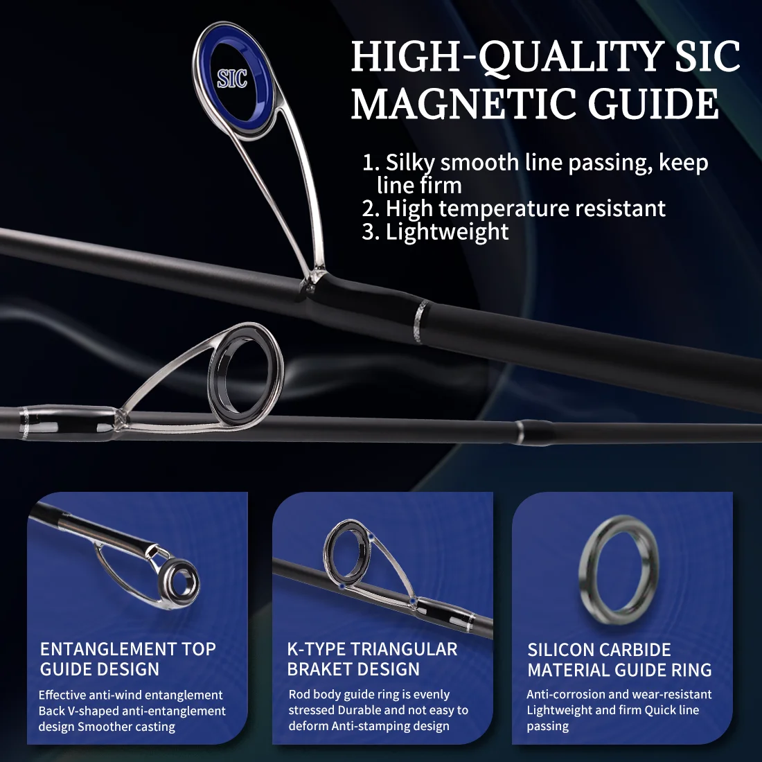 Caña de pescar de calamar ultraligera de 9KM, 2 secciones, 1,98 m/2,28 m/2,5 m, caña giratoria de pesca de pulpo sepia 24T con mango de EVA - imagen 4