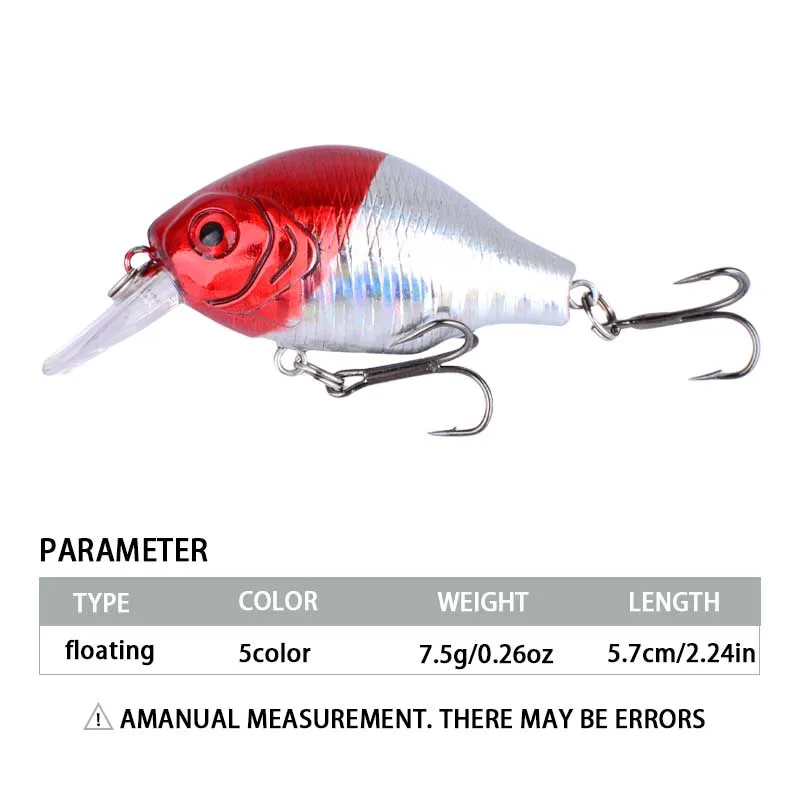 Señuelo de pesca con manivela Wobblers, cebo duro de plástico Artificial flotante, trucha, Crankbait, Lucio, aparejos de pesca, 5 uds. - imagen 2