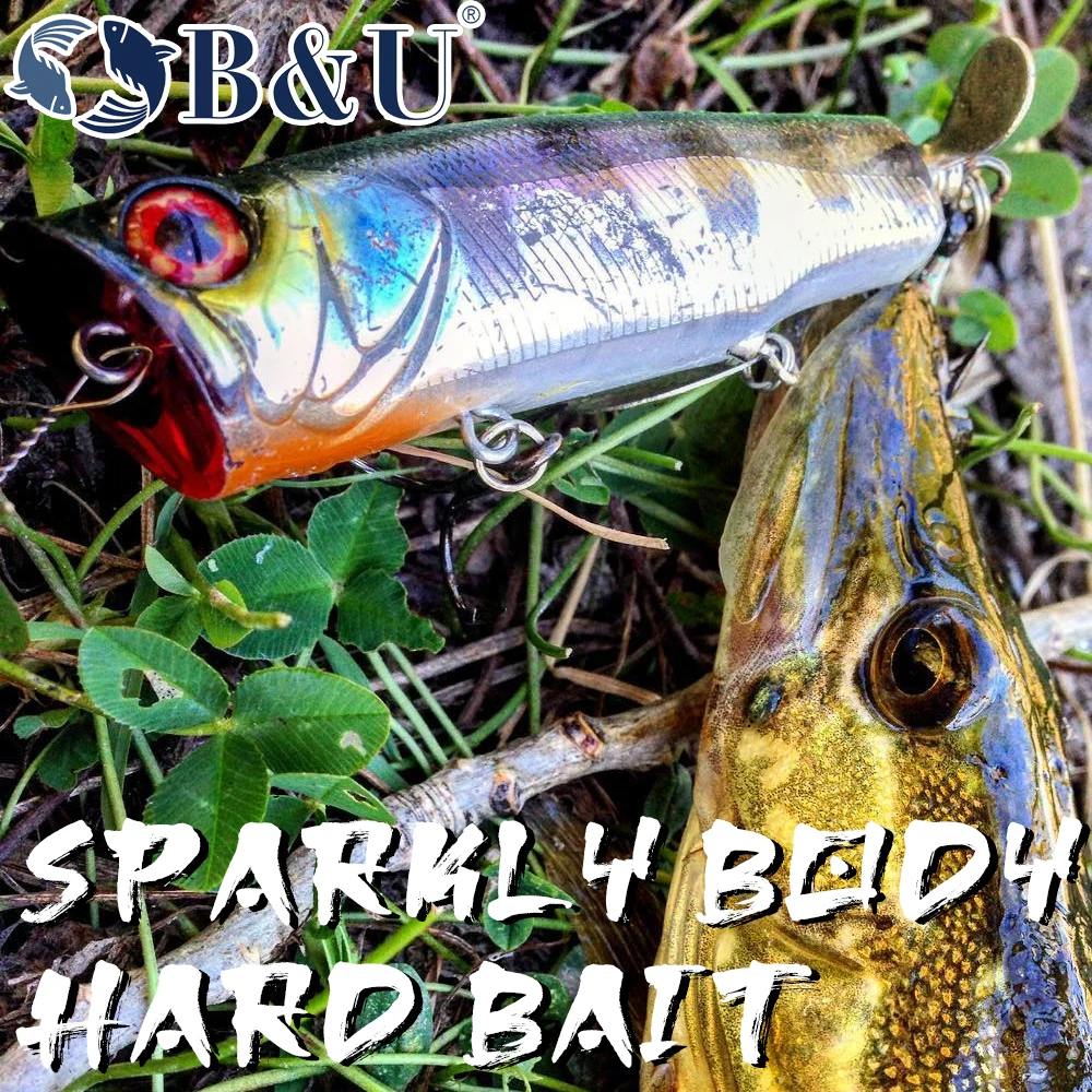 B & U-señuelo Popper Topwater, 70mm, 13,7g, cebo de pesca duro, Wobblers artificiales, aparejos de pesca de plástico - imagen 3