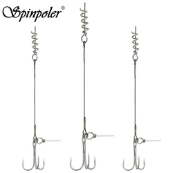 Spinpoler-3 piezas de plomo para pesca, sacacorchos afilado, Triple gancho, aparejo para pesca de Lucio, accesorios para señuelos Softbait Shad