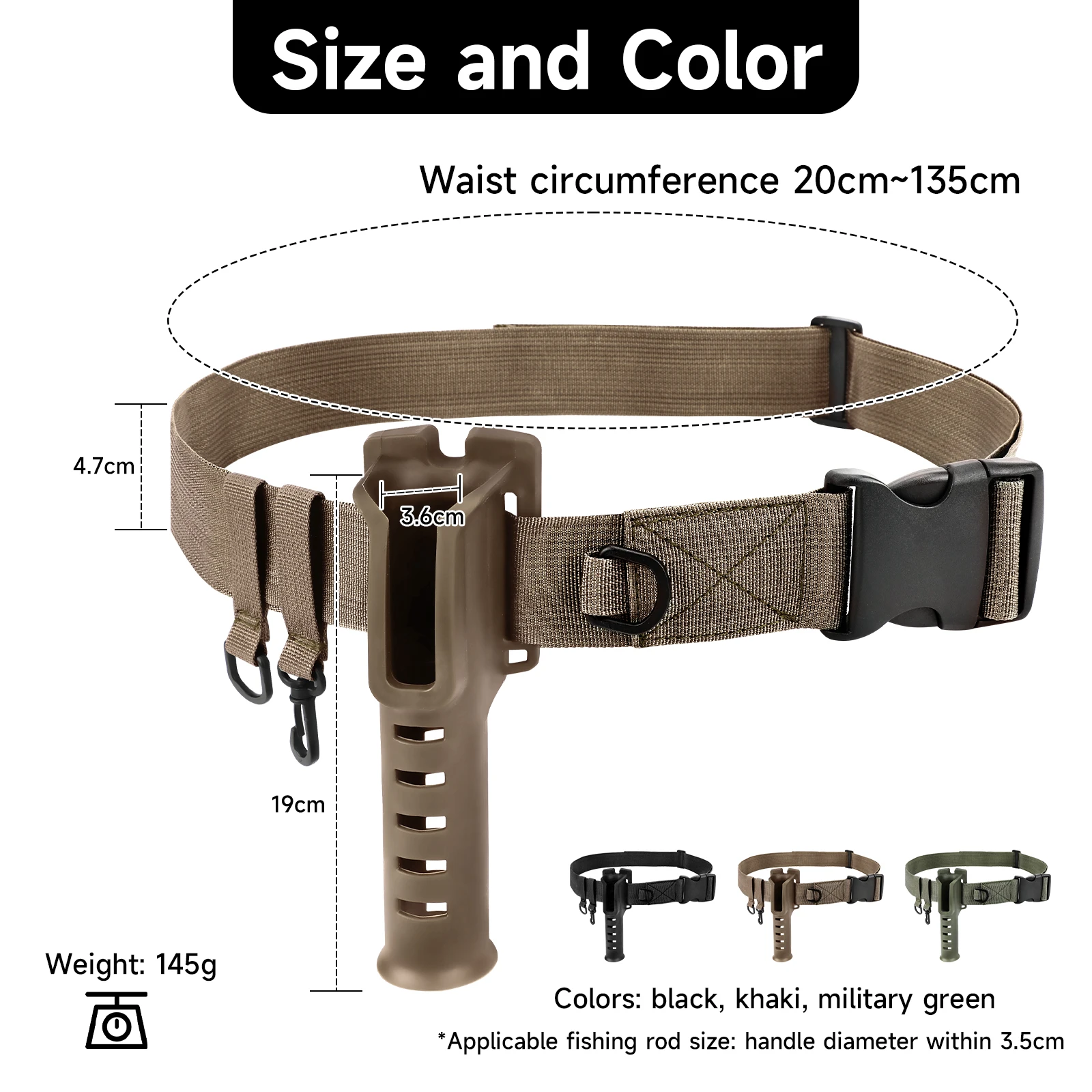 SANLIKE Fishing Rod Belt Holder Multi-function Portable Adjustable Waist Mounted Fishing Rod Tube For Spinning and Casting Rods - imagen 2