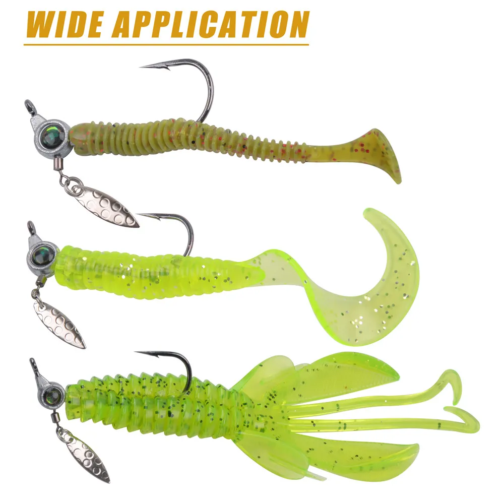 Kit de cabeza de plantilla Crappie, cabeza de bola redonda plana, ojos 3D con hoja giratoria, anzuelos de cabeza de plantilla underspin, lubina, trucha, pesca Walleye, 18 piezas - imagen 4