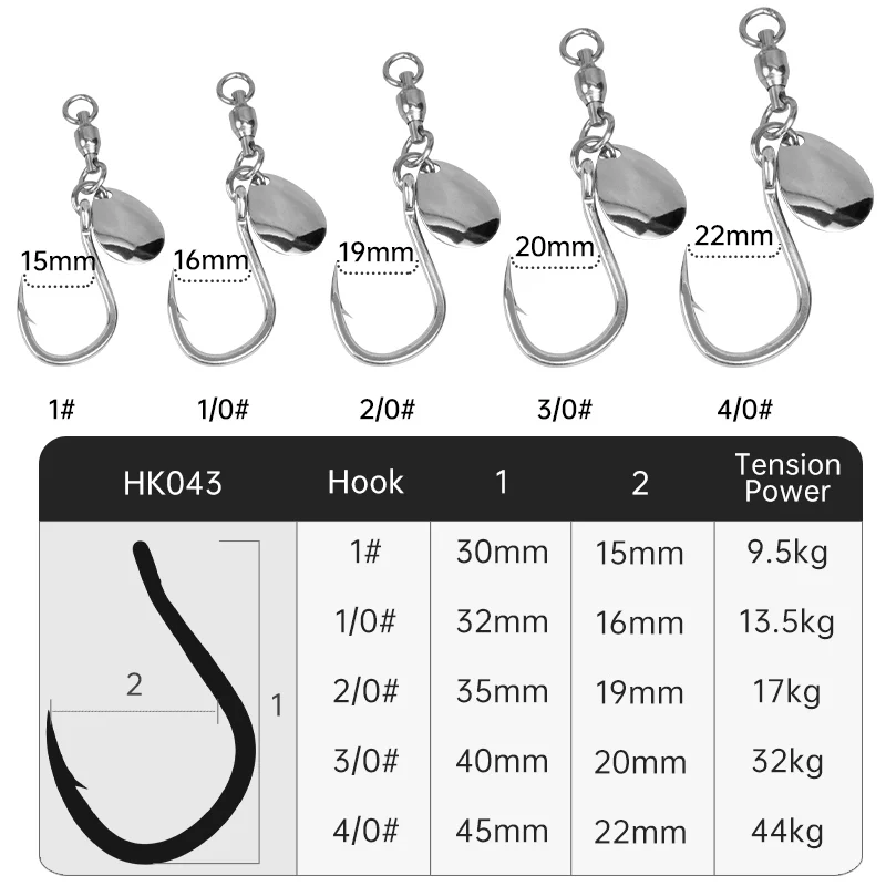 TEASER HK043 5 unids/lote 8062 5X anzuelo de asistencia de Jigging lento señuelo de pesca cucharas giratorias de lentejuelas anzuelo de pesca JIgging - imagen 5