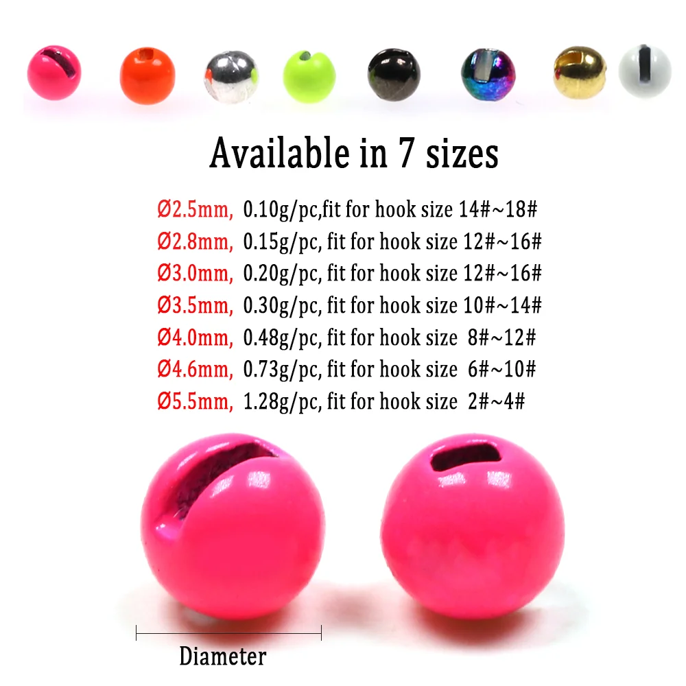 Wifreo, 20 piezas, cuentas de buty pesadas ranuradas, cabeza de cuentas de 2,5mm-5,5mm, Material de atado de moscas para plantilla, ninfa, trucha, accesorios de señuelo de pesca con mosca - imagen 4