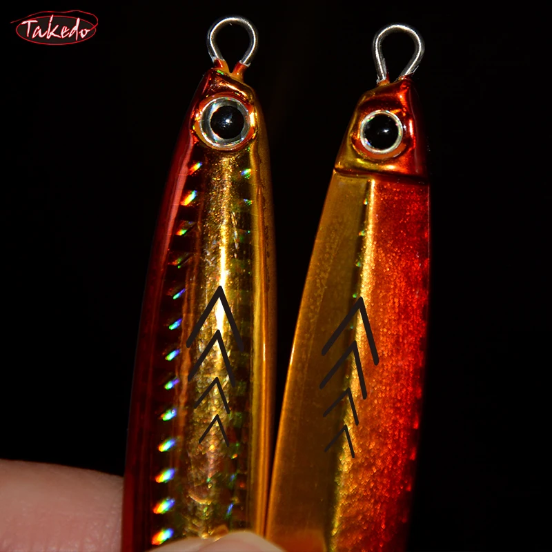 TAKEDO-señuelo de pesca Vertical de Metal, cebo Artificial con ojos 3D, anzuelos de asistencia, 30g, 40g, 50g, TN02 - imagen 5