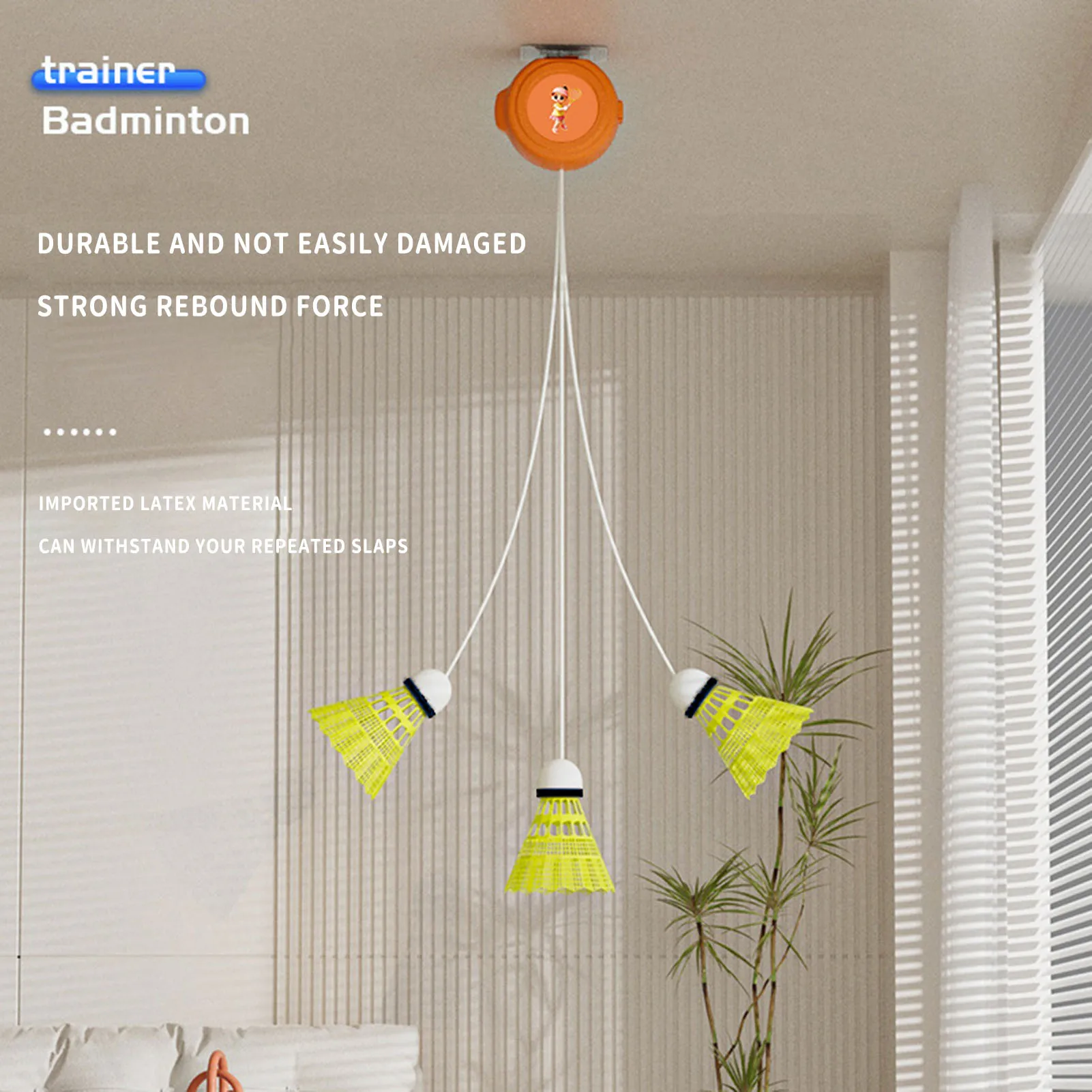 1/3 Uds entrenador de bádminton rebote retráctil automático un solo jugador entrenador de bádminton entrenamiento de reacción bádminton montado en la pared - imagen 2